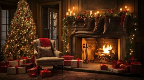 Christmas Scene Imagine a warm and inviting holiday setting with a beautifully decorated ...