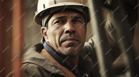 Premium Photo | Construction Worker Male Hispanic Mature Operating a crane on a construction ...