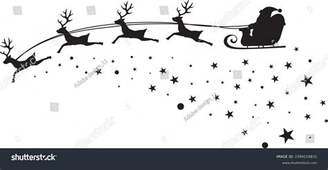 Silhouette Santa Reindeer Flying Stock Vector (Royalty Free) 2394119831 ...