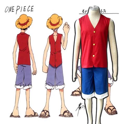 Monkey D. Luffy 1st One Piece Cosplay Costume T Shirt+Pants Uniform ...