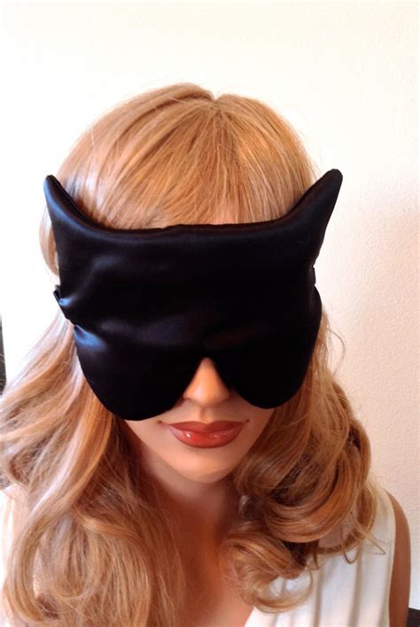 SILK Eye Mask Sleep Mask Black Charmeuse Cat Shape Fully - Etsy