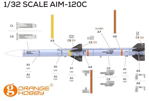 AIM-120C AMRAAM 4pic Orange Hobby -A32-054-198