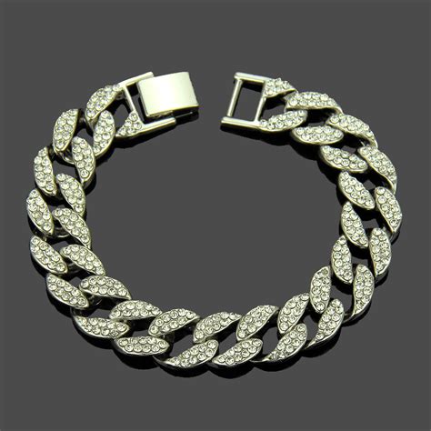 2021 Hip Hop Rock Rap Bracelet Gold Filled Color Full Zircon Crystal ...