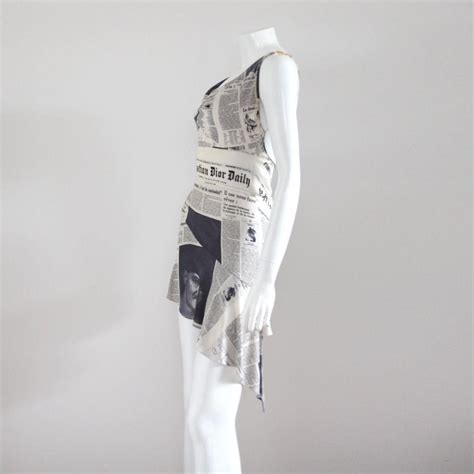 CHRISTIAN DIOR 2001 Iconic Newsprint / Newspaper Dress by John Galliano ...