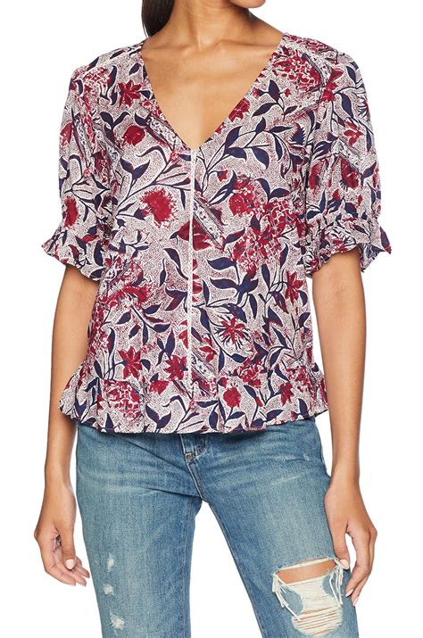 Lucky Brand Tops & Blouses - Womens Large Floral-Print V-Neck Knit Top L - Walmart.com - Walmart.com