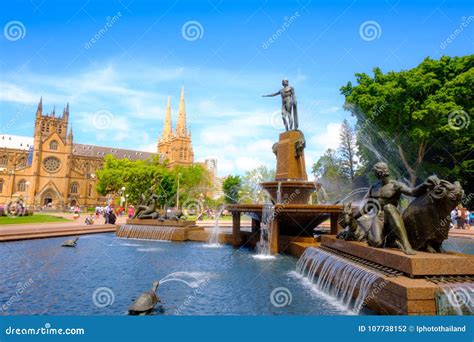 Sydney Australia Landmark Hyde Park Day Time Archibald Fountain ...