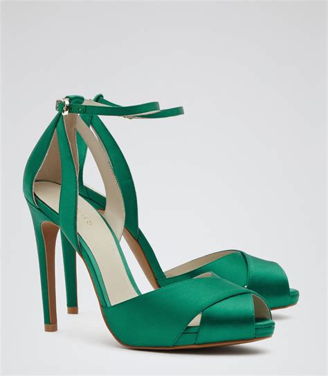 Cece Emerald Crossover Front Sandals - REISS | Green heels, Ladies ...