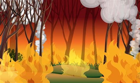 A wildfire disaster landscape 375983 Vector Art at Vecteezy