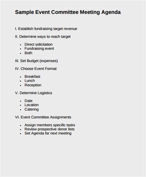 Planning Meeting Agenda Template