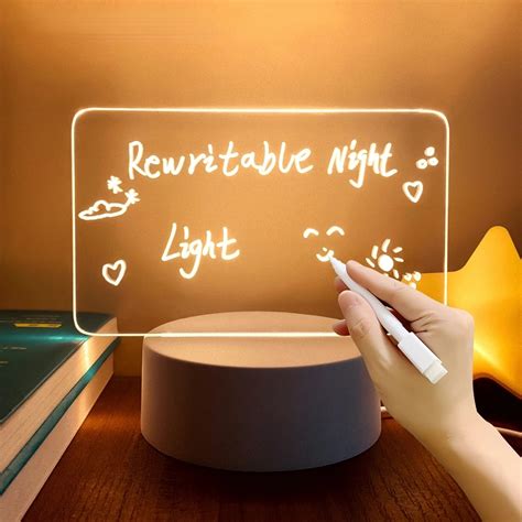 USB Note Board Lamp with Erasable Pen Led Night Light Desktop Decoration Night Lamp Creative ...