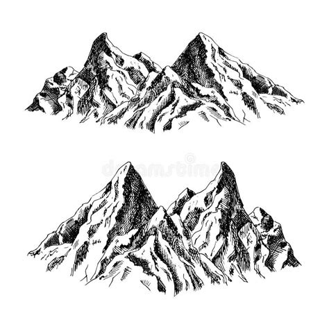 Mountain Black And White Sketch