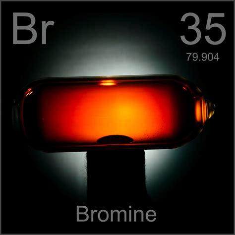 Gas in a bulb, a sample of the element Bromine in the Periodic Table