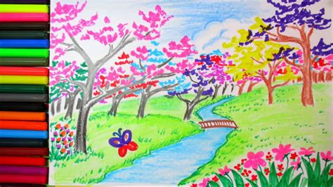 Spring Landscape Drawing at PaintingValley.com | Explore collection of Spring Landscape Drawing