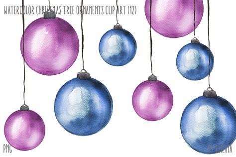 Watercolor Christmas Tree Ornaments By bsilvia | TheHungryJPEG