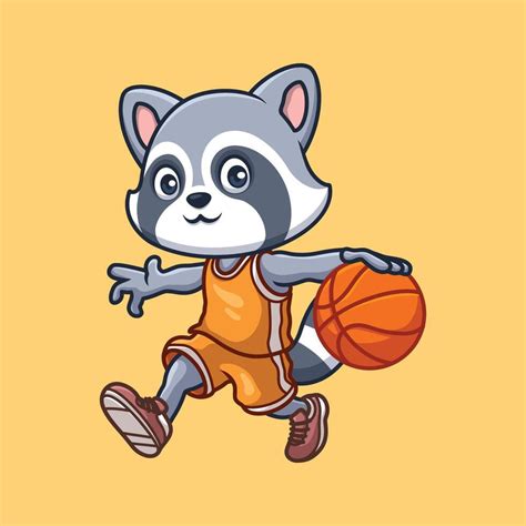 Basketball Raccoon Cartoon 40295935 Vector Art at Vecteezy