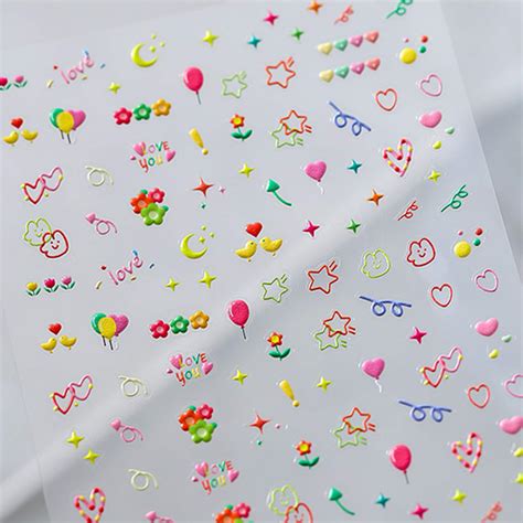 Cute Nail Stickers Cute Nail Art Kawaii Nail Decal Star - Etsy