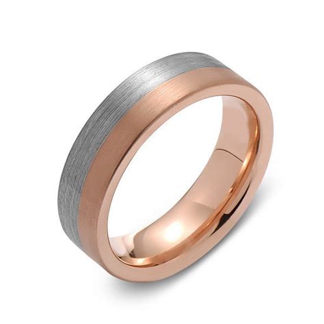 Brushed Rose Gold Tungsten Wedding Band - Brushed Gray - 6mm – LUXURY BANDS LA