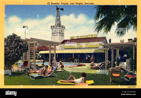 'El Rancho Vegas, Las Vegas, Nevada', postcard, 1947. Artist: Unknown Stock Photo - Alamy