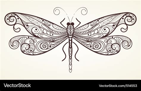 Vector dragonfly with unique pattern Royalty Free Vector