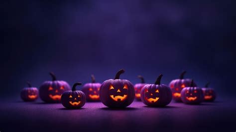 Premium AI Image | halloween desktop background pumpkin decorations halloween lanterns