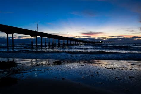 Sunset at Ocean Beach Pier stock image. Image of blue - 154976889