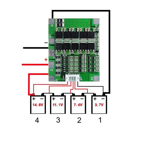 4S 30A 14.8V Li ion Lithium 18650 Battery BMS Packs PCB Protection ...