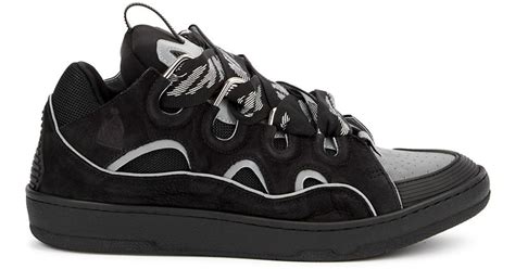 Lanvin Rubber Curb Panelled Mesh And Nubuck Sneakers in Black for Men ...