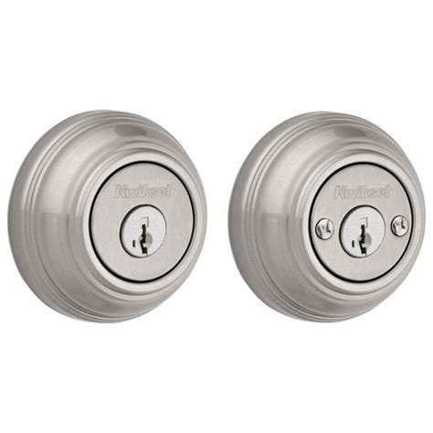 Kwikset 980 Deadbolt Series Satin Kw1 Satin Nickel with SmartKey Double Cylinder Deadbolt in the ...