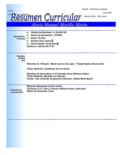 Calaméo - RESUMEN CURricular PARA EMPRESA alexis morillo