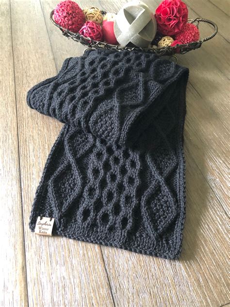 Gorgeous Irish Cable Knit Scarf Men's Black Cable Knit - Etsy