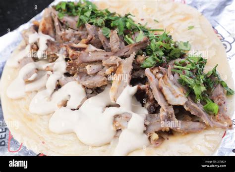 Arabic Chicken Shawarma Sandwich Recipe Stock Photo - Alamy