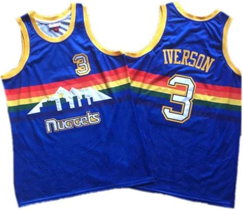 XGMJ Iverson Men's Basketball Jersey, Denver Nuggets #3 Allen Iverson Retro Jersey, Cool ...