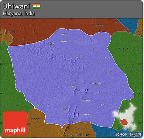 Free Political Map of Bhiwani, darken