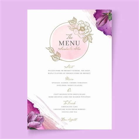 Free Vector | Floral wedding menu template