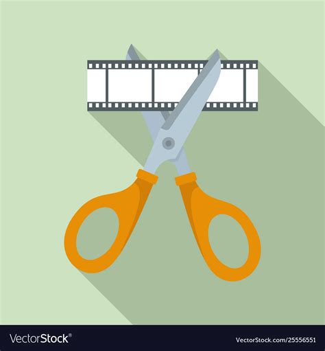 Scissors cut film icon flat style Royalty Free Vector Image