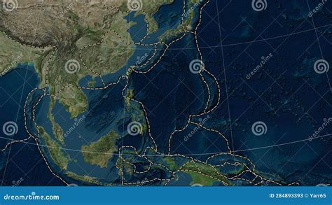 Philippine Sea Plate - Boundaries. Satellite Map Stock Illustration - Illustration of activity ...