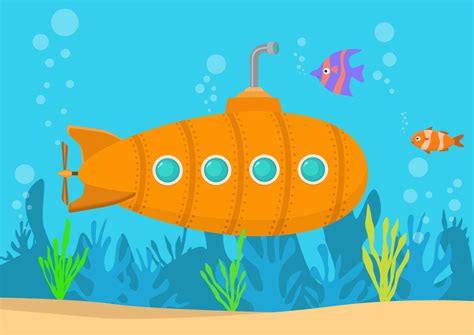 Cartoon yellow submarine underwater 21192751 Vector Art at Vecteezy