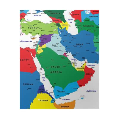 Poster Middle east political map-Vector illustration - PIXERS.CA