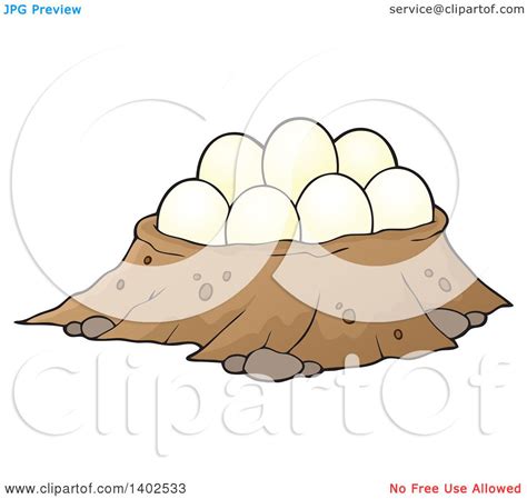 Clipart of a Dinosaur Nest with Eggs - Royalty Free Vector Illustration ...