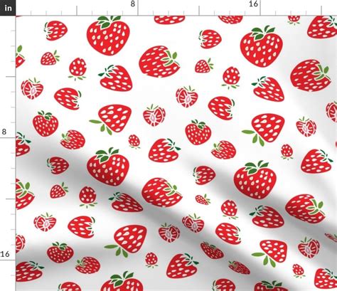 Strawberries Fabric Strawberry Pattern by Benjiloudesigns - Etsy