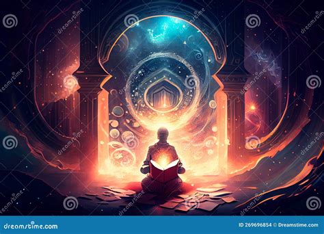 Illustration of Spiritual Awakening Enlightenment Meditation. Generative AI Stock Illustration ...