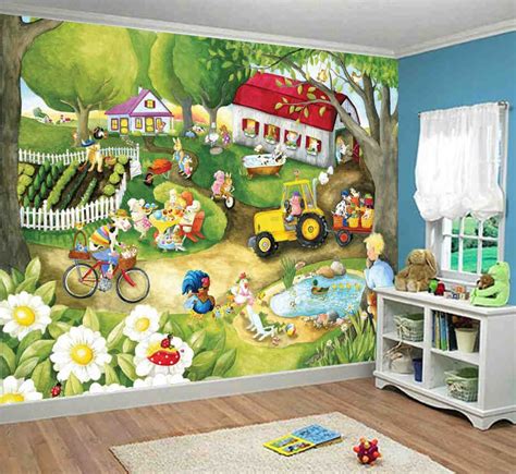 Old Macdonalds Farm. This sweet wall mural will look so good hanging in a nursery or playroom ...