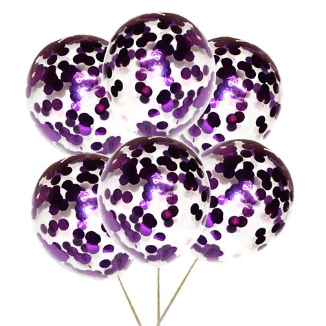 Purple Confetti Balloons 12”, Wedding Birthday Balloons – Personalized ...
