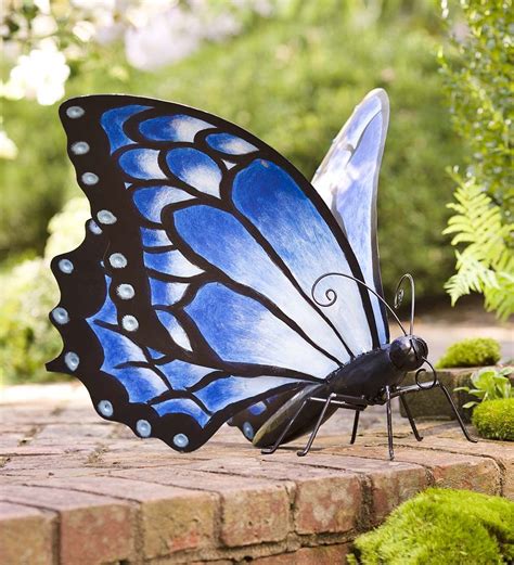 Large Blue Metal Butterfly in Garden Statues | Butterflies outdoor, Garden statues, Metal garden art