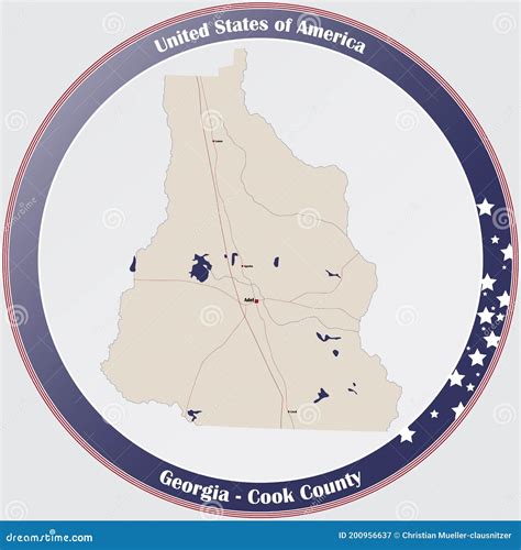 Map of Cook County in Georgia Stock Vector - Illustration of population, nation: 200956637