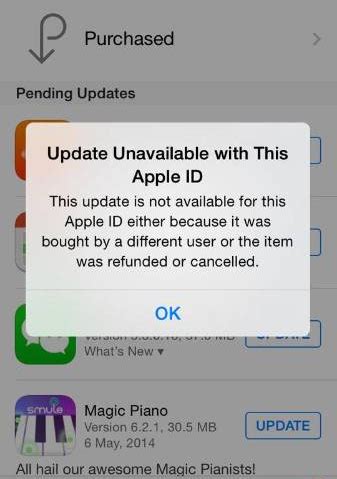 Apple ID Error Messages When Updating Apps on App Store