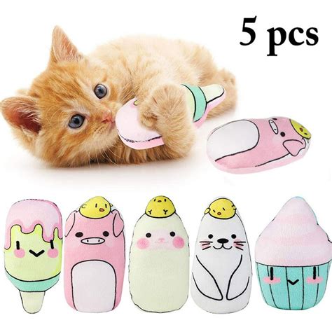 Legendog 5Pcs Cat Catnip Toys Pillows Cat Chew Toy with Adorable Animal Face Kitty Teething Toys ...