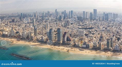 Tel Aviv Skyline Panorama Israel Beach Aerial View City Sea Skyscrapers ...