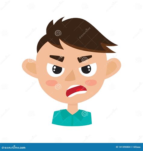 Boy Angry Face Expression, Cartoon Vector Illustrations Isolated on ...