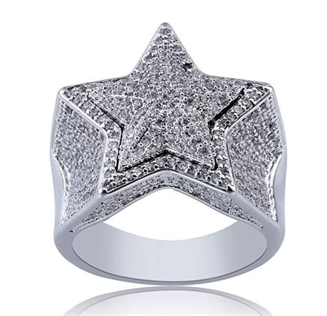 Star Ring Simulated Diamond Ring Migos Gold Silver Color Star Ring Hip ...